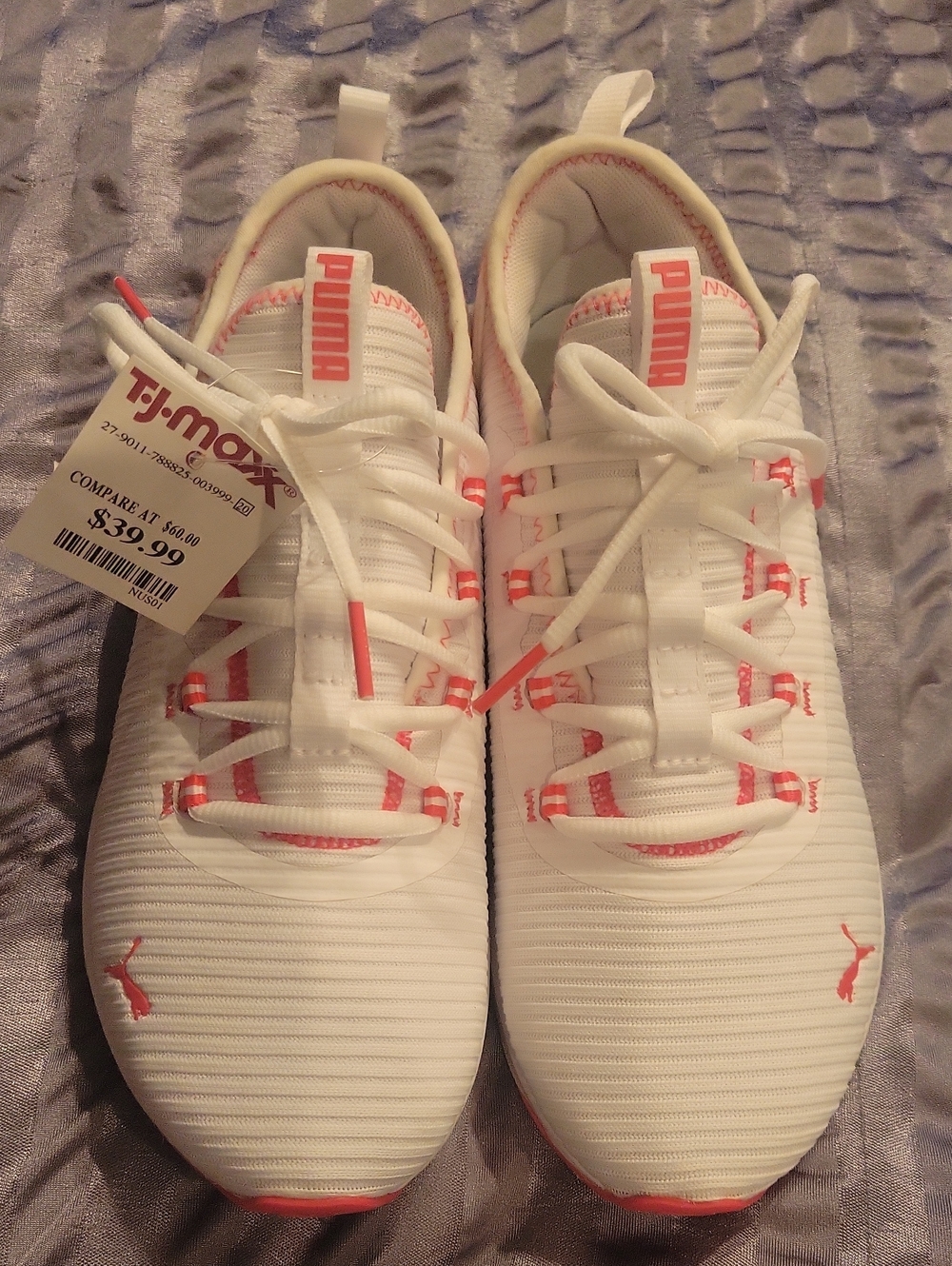 Puma White Women's Athletic Sneakers with Coral Accents